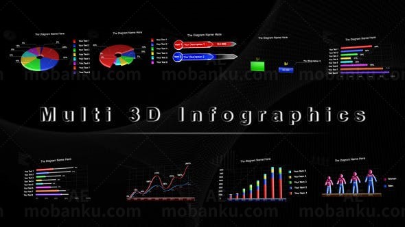 3D信息图表视频动画AE模版