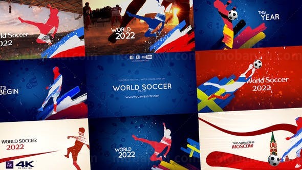 足球世界杯包装动画片头AE模板