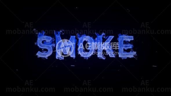 蓝色烟雾特效字母展示AE模板