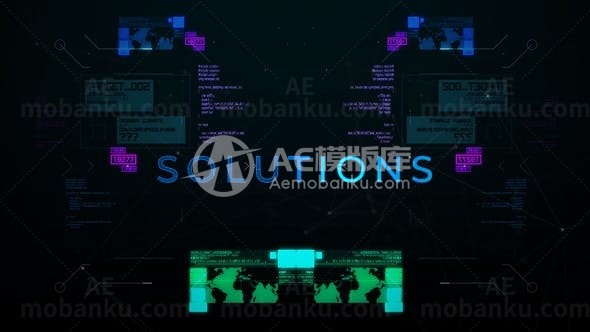 科技数字界面片头AE模板