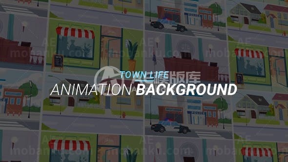 小镇生活动画背景MG动画AE模板