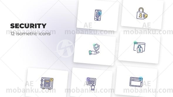 27084安全性icon图标动画AE模板Security – Оutline Icons