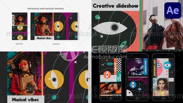 27203创意图文展示动画AE模板Creative Eyes Slideshow for After Effects