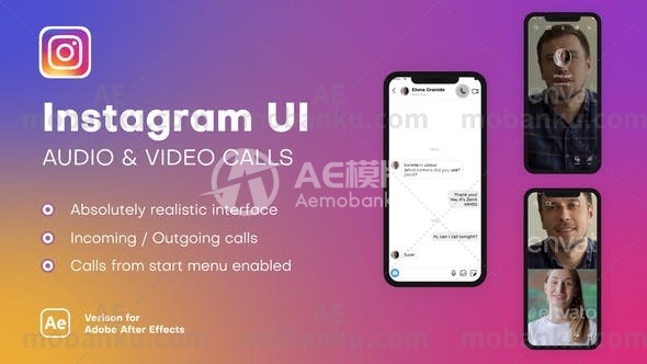 27714Instagram用户界面-音频和视频通话AE模版Instagram UI – Audio & Video Calls