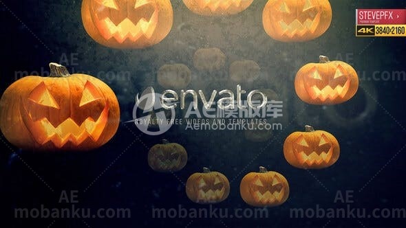 28060万圣节标志logo演绎文字标题AE模版Halloween Logo and Titles