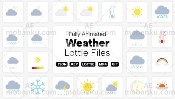 28088创意视频包装AE模板Weather Lottie Files