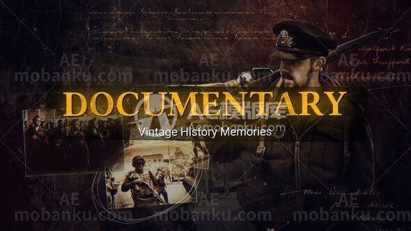 28387纪录片历史复古创意视频包装AE模版Documentary Historical Vintage Slideshow