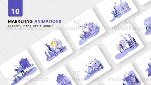 28536数字营销扁平化视频包装AE模版Digital Marketing Animations – Flat Concept